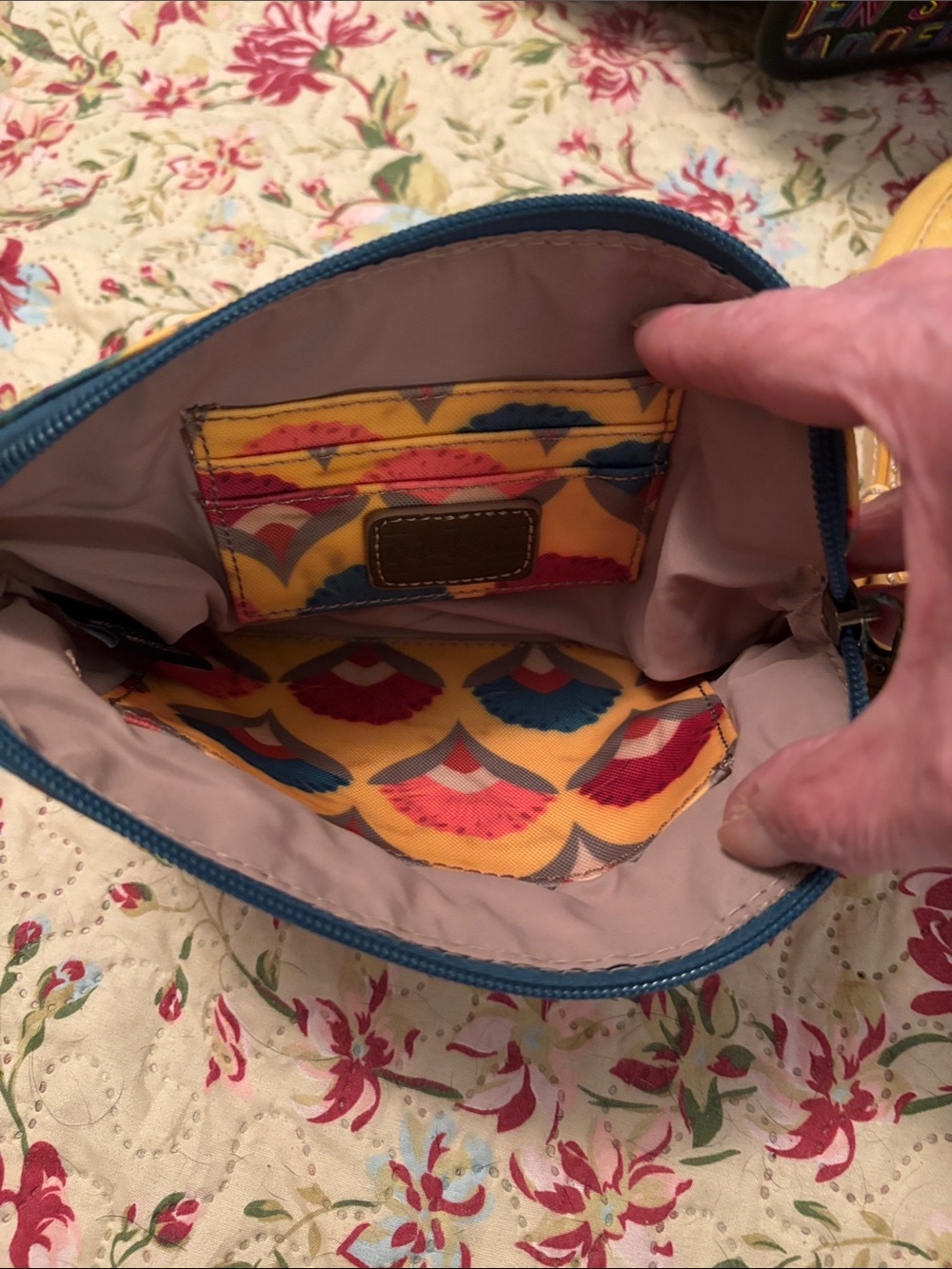 Yellow Patterned Wristlet Pouch - Unbranded - Picture 6 of 7